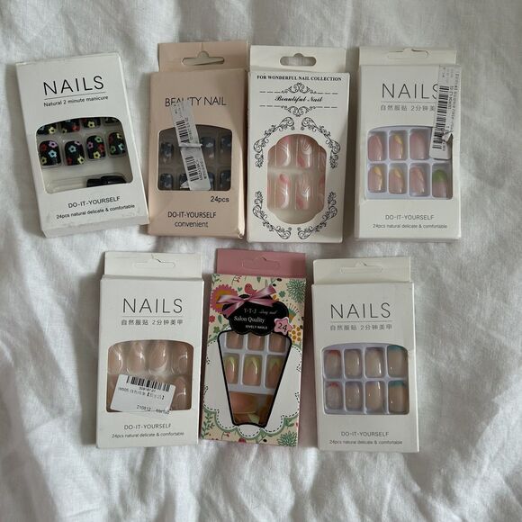 New Press on Assorted Nails Lot Square, Almond, Round - Picture 1 of 8